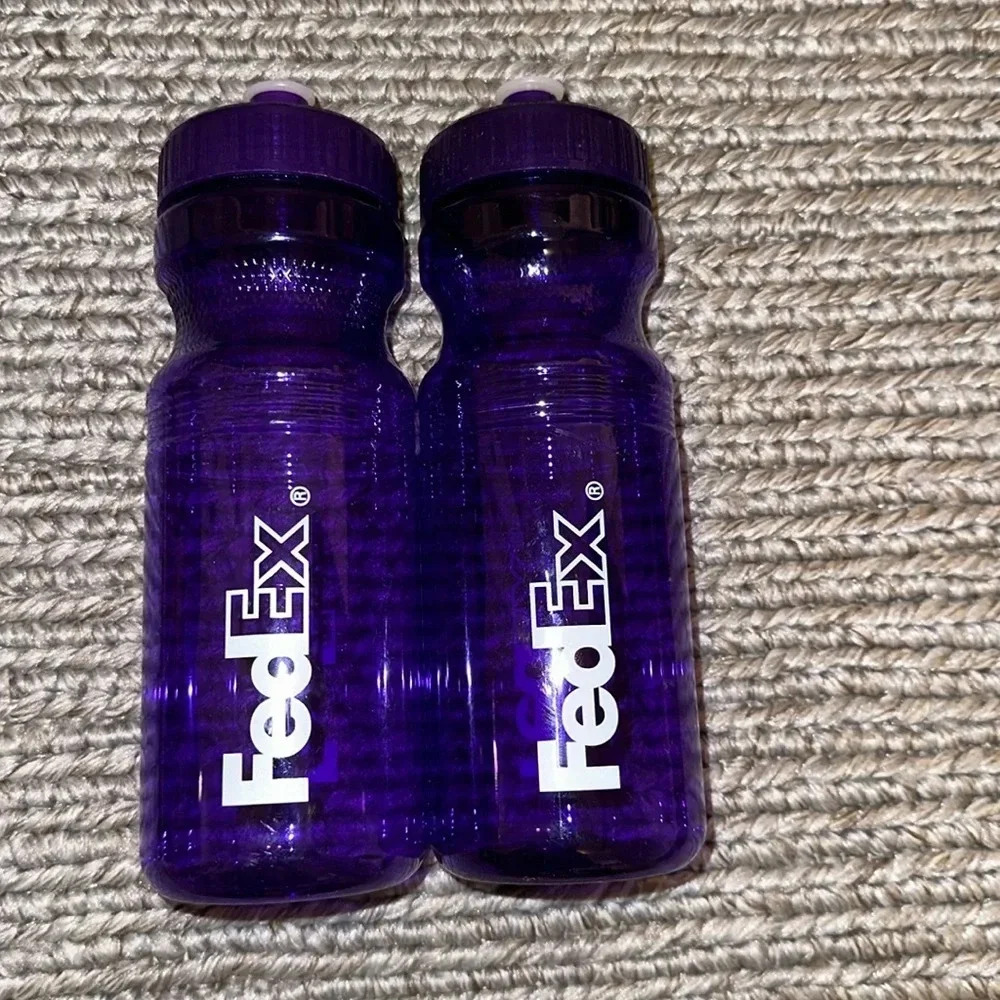 Fedex®️ Logo Purple Plastic Water Bottles (2)